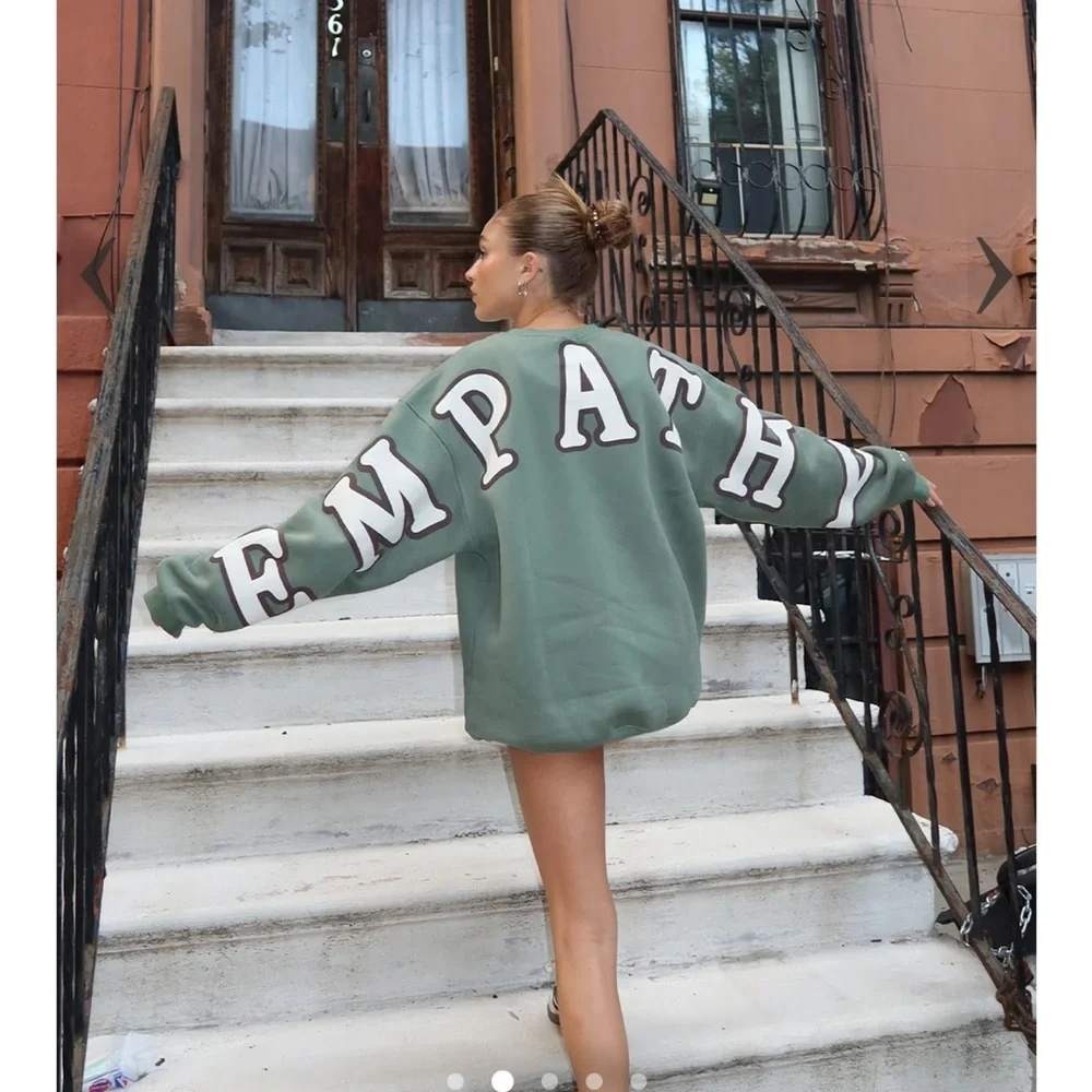 The Mayfair Group Empathy Crewneck Olive Green Oversized Graphic Sweatshirt L/XL